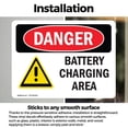 thumbnail image 3 of (2 Pack) Battery Charging Area OSHA Danger Sign 14 Inch X 10 Inch Vinyl Label Decal Sticker Weather Resistant, UV Protected for Workplace, Business, and Construction Site, Made in the, 3 of 7