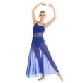 thumbnail image 2 of RUNQHUI Robe Débardeur Sans Manches pour Femmes, Robe de Danse Lyrique en Maille Patchwork, Fluide, Bleu Royal, TG, 2 of 8