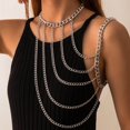 thumbnail image 3 of Body Chain Multi layers One Shoulder Jewellery Tassels Multi layers One Shoulder Necklaces Golden A, 3 of 9