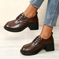 thumbnail image 6 of Women Round Toe Lace‑Up Chunky Heel Shoes, Leather Platform Block Heel Dress Shoes, 6 of 7