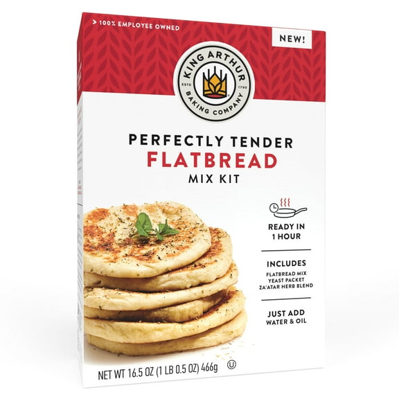 King Arthur Baking Company IEF31 Perfectly Tender Flatbread Mix Kit 16.5 oz., Baking Mix - Ready in 1 hour