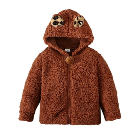 

Kids Windproof Jackets Baby Boys Girls Long Sleeves Cute Ear Solid Color Fleece Windproof Winter Coat Thicken Hoodie Warm Outwear