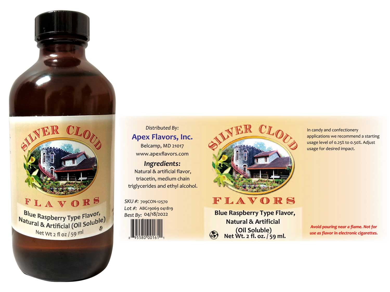 Blue Raspberry Type Flavor, Natural & Artificial (Oil Soluble) 2 fl