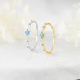 thumbnail image 7 of Dainty Aquamarine Light Blue 3A CZ Flower Gold Ring, 7 of 7