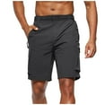 thumbnail image 2 of Men's Quick Dry Cargo Shorts Elastic Waist Multi-Zipper Pockets Lightweight Breathable Fabric for Hiking Camping Fishing Outdoor Sports Mens Cargo Shorts,Black,L, 2 of 5