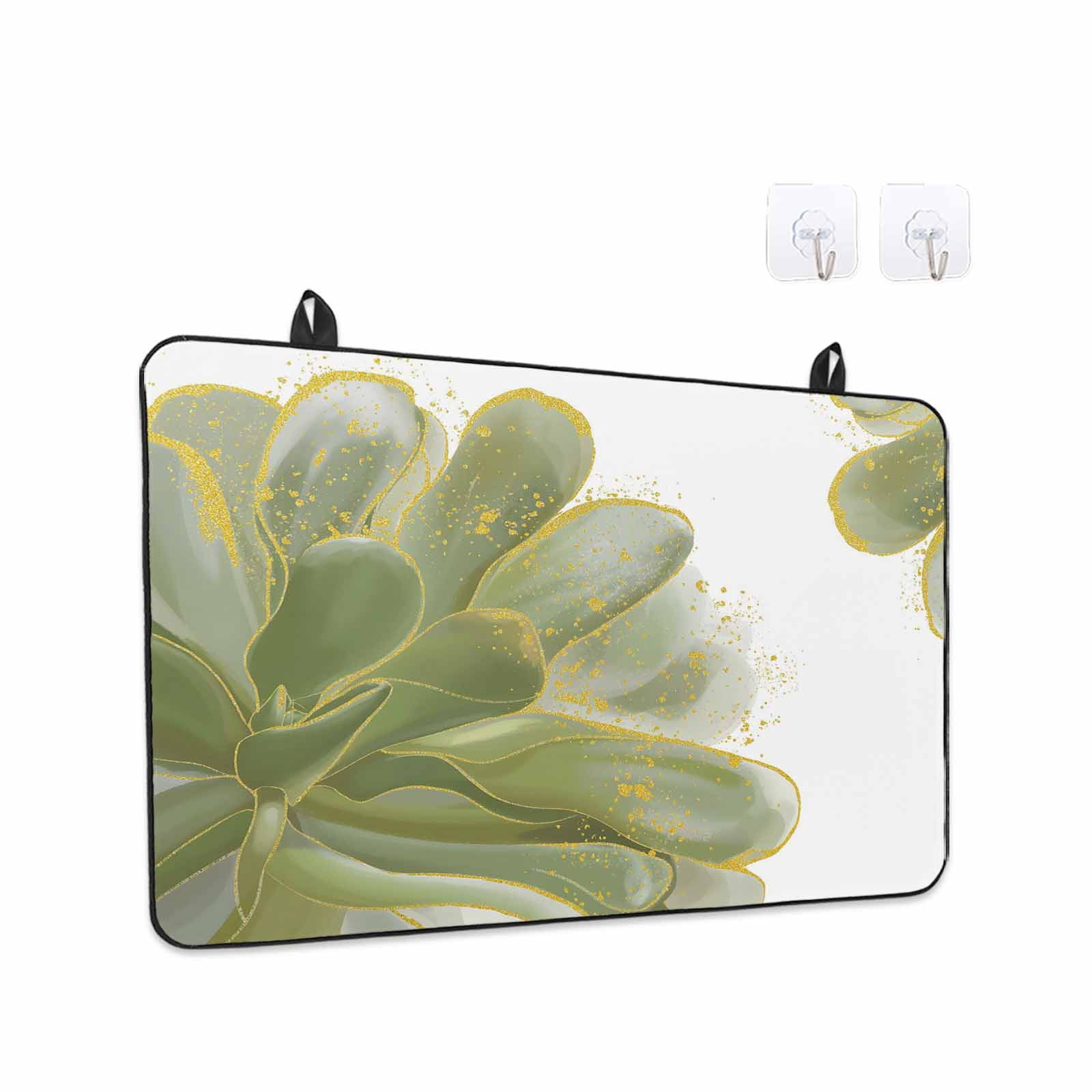 Sage Green Gold Stove Top Cover for Electric Stove, Heat-proof & Non Slip Glass Top Stove Cover Protector, Aesthetics Flower Boho Watercolor Art Kitchen Flat Cooktop Rubber Mat 31x24 Inches