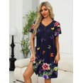 thumbnail image 3 of Ekouaer Robe for Women Short Zipper Floral Print Bathrobe Short Sleeve Pleated Neckline Robes Zip Up Comfy Night Gowns Soft Loungewear, 3 of 5
