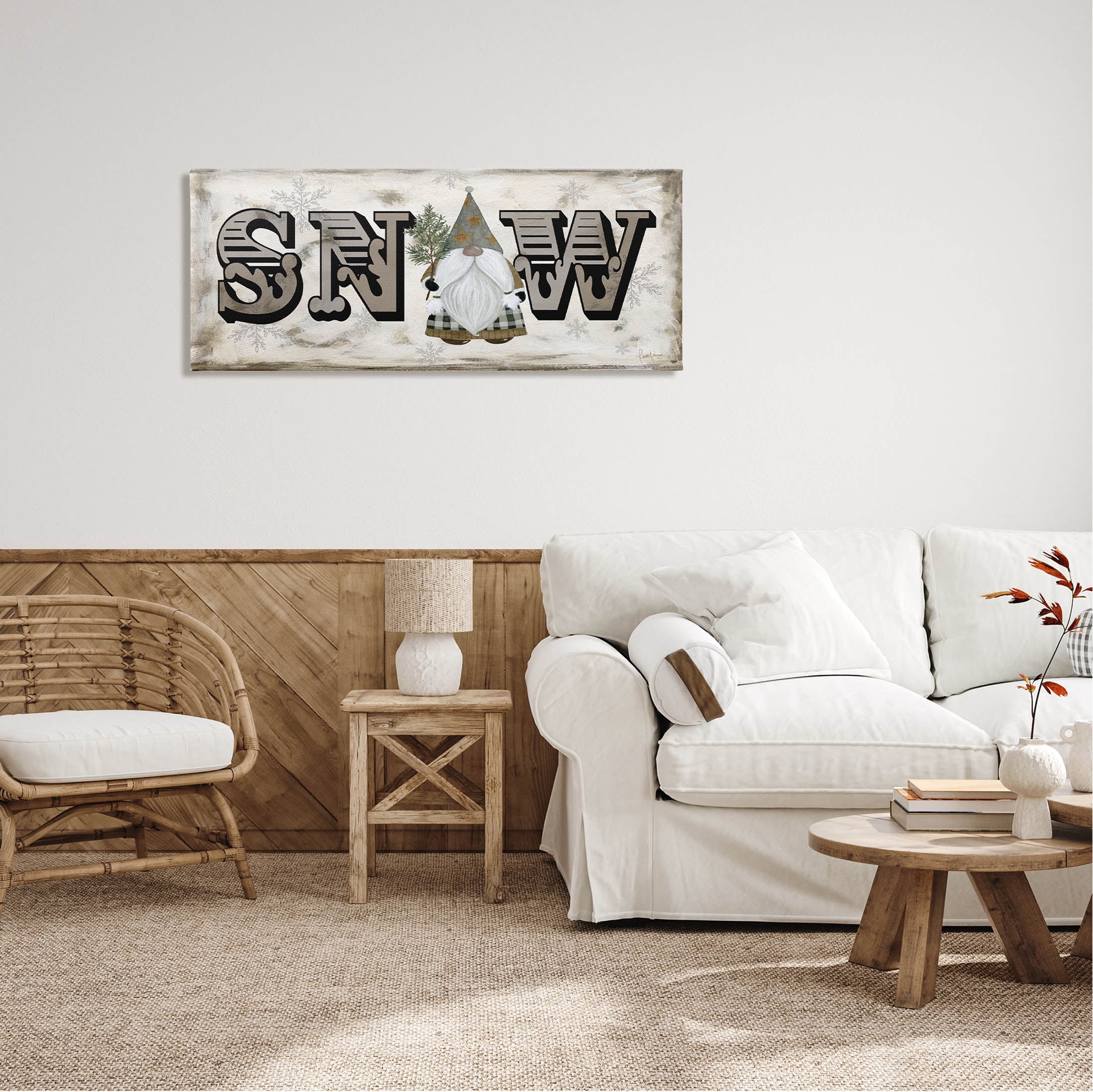 Stupell Industries Winter Snow Holiday Gnome Graphic Art Gallery Wrapped Canvas Print Wall Art, Design by Livi Finn