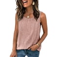 thumbnail image 6 of Womens Workout Tank Tops Linen 2026 Spring Summer Casual Sleeveless Shirts Loose Lightweight Tops, Pink XL, 6 of 8