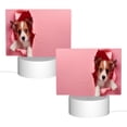 thumbnail image 2 of Hirioo Puppy Peeking Through Pink for Rectangular Acrylic with Night Light Best Gifts for Lover Girl Mom, Valentine's Day Anniversary Birthday Wedding Present, 2 of 9