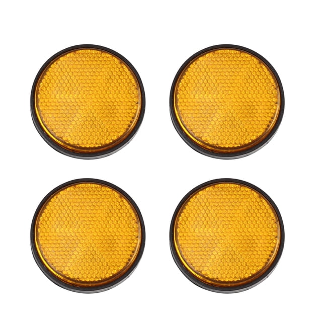 Unique Bargains 5mm Yellow Plastic Screw Mount Reflective Warning Motorcycle Reflector 4pcs
