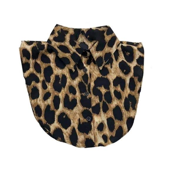 Aellinatey Women Leopard Snakeskin Print False Collar Half Shirt Detachable Layering Top