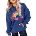 thumbnail image 2 of WQNVRNR Kids Valentine's Day Hoodie- Heart Long Sleeve Fleece-Lined Casual Sweatshirt with Pocket Blue Size 10, 2 of 6