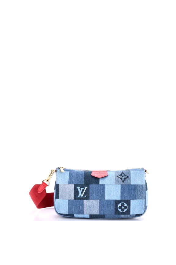 Pre-Owned Multi Pochette Accessoires Damier and Monogram Patchwork Denim By Rebag