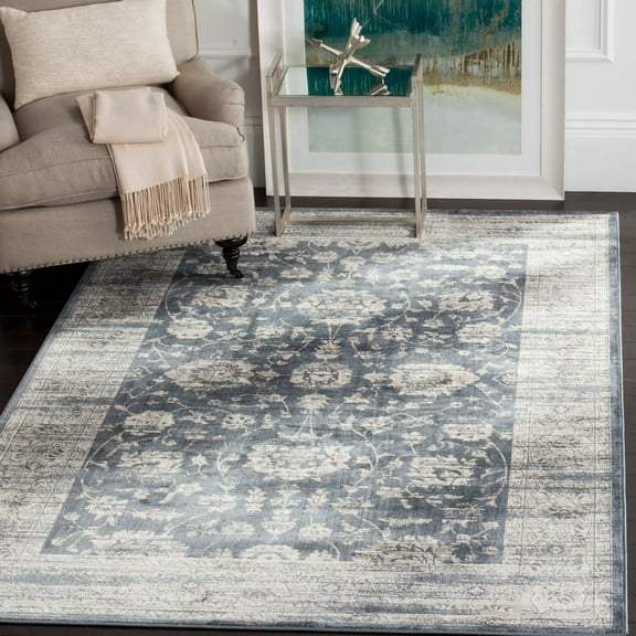 SAFAVIEH Vintage Coty Floral Bordered Area Rug, Dark Grey/Cream, 5'1" x 7'7"