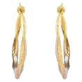 thumbnail image 2 of Brilliance Fine Jewelry 10K Rose Gold with Yellow and White Rhodium Plate Round Swirl Hoop Earrings, 2 of 5