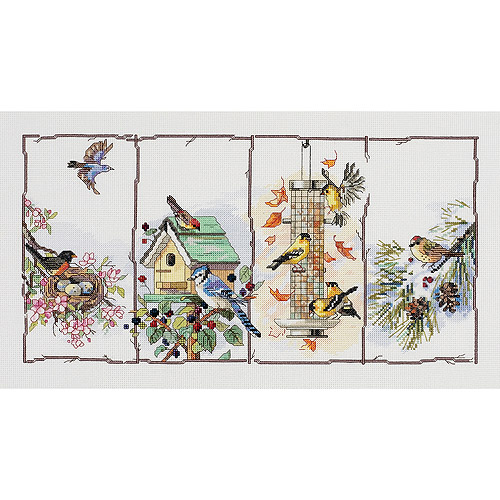 Four Seasons Birds Counted Cross Stitch Kit18"X10" 14 Count, Pk 1
