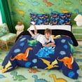 thumbnail image 3 of Erosebridal Kids Cartoon Dino Queen Comforter Set, Cute Dinosaur Bedding Comforter Set, Blue, 3 of 6