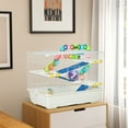 thumbnail image 2 of PawHut Hamster Cage for Small Animals with Wheel, Bottle, White, 31-inch, 2 of 10
