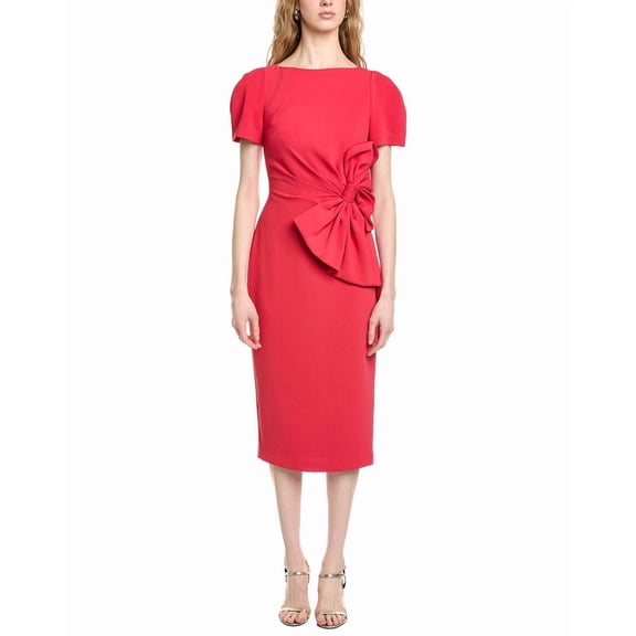 Badgley Mischka womens Side Bow Cocktail Dress, 2, Red