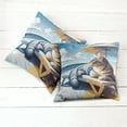 thumbnail image 4 of Ambesonne Cat Throw Pillow Cover Pack of 2, Sunbathing Kitten Seaside Shore, 2 Pcs-36"x16", Blue Pale Mustard, 4 of 5