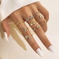 thumbnail image 3 of Juego de Anillos Articulares de Luna y Estrellas Apilables de Oro para Mujeres, 3 of 7