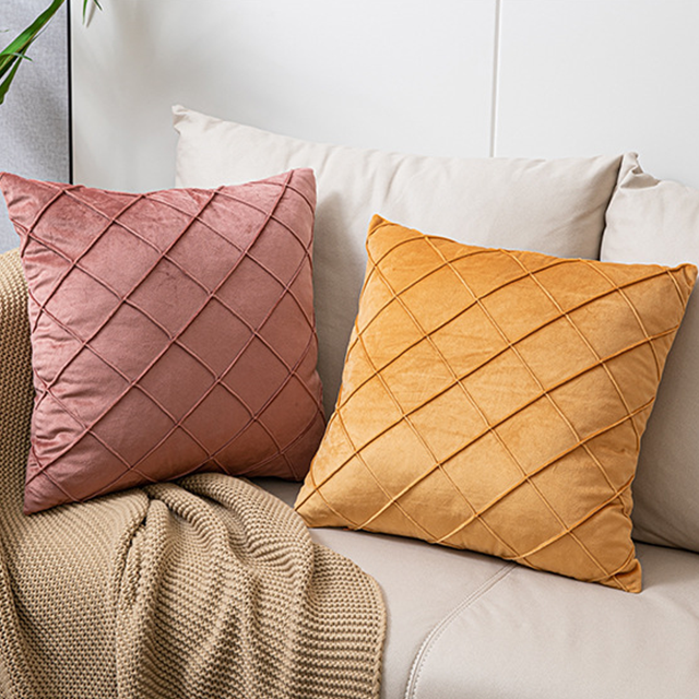 Juego de 2 Fundas de Cojines de Terciopelo Holandés Fundas de Almohada Decorativas para Sofá 45X45 CM (Rosa Amarillo) Decoración Suave y Cómoda Hogar Sala de Estar Dormitorio para Sofá Rojo Verde