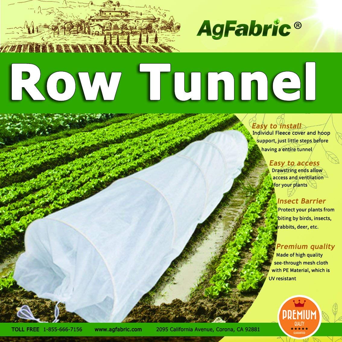Agfabric Hoop House Kit, Mini Greenhouse Grow Tunnel, Floating Row Cover with Support Hoops