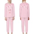 thumbnail image 4 of DISNIMO Axolotl Cherry Blossom Pjs for Girls Kids Size 7-8 Preppy Pjs Sets 2 PCS for Boys Pajamas Long Sleeve Cotton Pjs Sets Elastic Waist Sleep Wear Long Nightwear with Pockets, 4 of 7