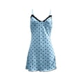 thumbnail image 5 of Helii Women Cherry Print Lace V Neck Nightgown Slim Fit Adjustable Spaghetti Strap Short Sleep Dress Breathable Ice Silk Pajamas Summer Homewear Cute Ruffle Hem Casual Nightgown Sleepwear for Women, 5 of 5