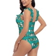 thumbnail image 5 of Yiaed Cartoon Dogs Print Women's Ruffled One Piece Swimsuit V Neck Swimwear Slimming Monokini for Woman-Small, 5 of 8