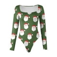 thumbnail image 4 of TAIAOJING Women's Long Sleeve Bodysuit Women Square Neck Christmas Bodysuit Long Sleeve Double Lined Shirt Tops Yoga Rompers, 4 of 4
