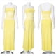 thumbnail image 4 of Conjunto de Dos Piezas para Mujer: Conjunto de Vacaciones de Verano, Sin Mangas, de Asimétrica, Top Corto y Faldas Largas. Amarillo S, 4 of 9