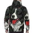 thumbnail image 7 of Picia Independence Day Collie Pattern Casual Men's Hoodie - Lightweight Hooded Sweatshirt with Kangaroo Pocket, Comfortable Pullover for Everyday, Travel-Medium, 7 of 7