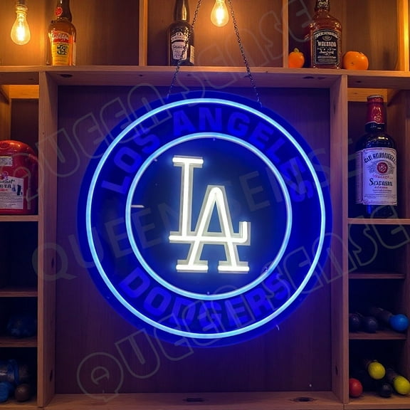 Queen Sense 16"x10" For Los Angeles's Sports League Dodgers LED Neon Sign for Wall Decor Dimmable USB Powered LED Light W116LADLV2VVD-5VLED