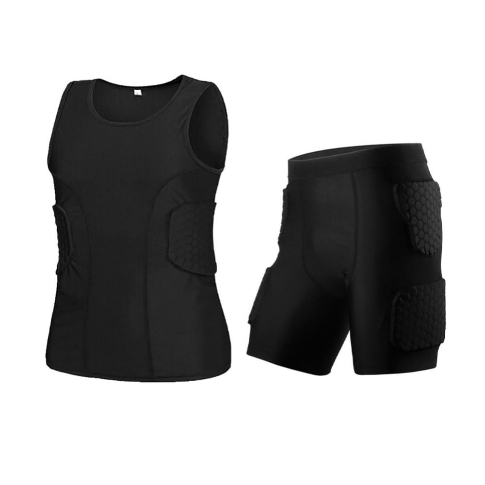 Men's Padded Compression Shirt Training Vest, Sleeveless T-Shirt and Short  Set Ribs, Back,Thighs and Buttocks Elbow Knee Protector - Football Soccer  Basketball Hockey Protective Gear 