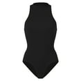 thumbnail image 2 of Feancey Shaperwear for Women Tummy Control Bodysuit Mock Neck Sleeveless One Piece Thong Body Shaper Stretchy Slim Rompers Black L, 2 of 3