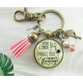 thumbnail image 5 of Flamingo Gutsy Goodness Bronze Keychain Stay True To You Quote Tropical Fun Jewelry Pink Tassel Charm, 5 of 7