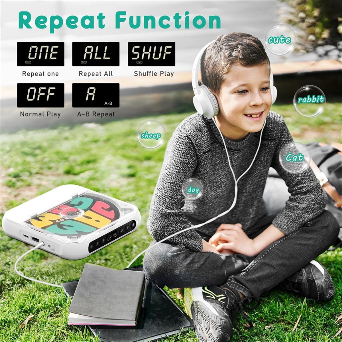 Portable CD Player with Bluetooth, Rechargeable CD Player