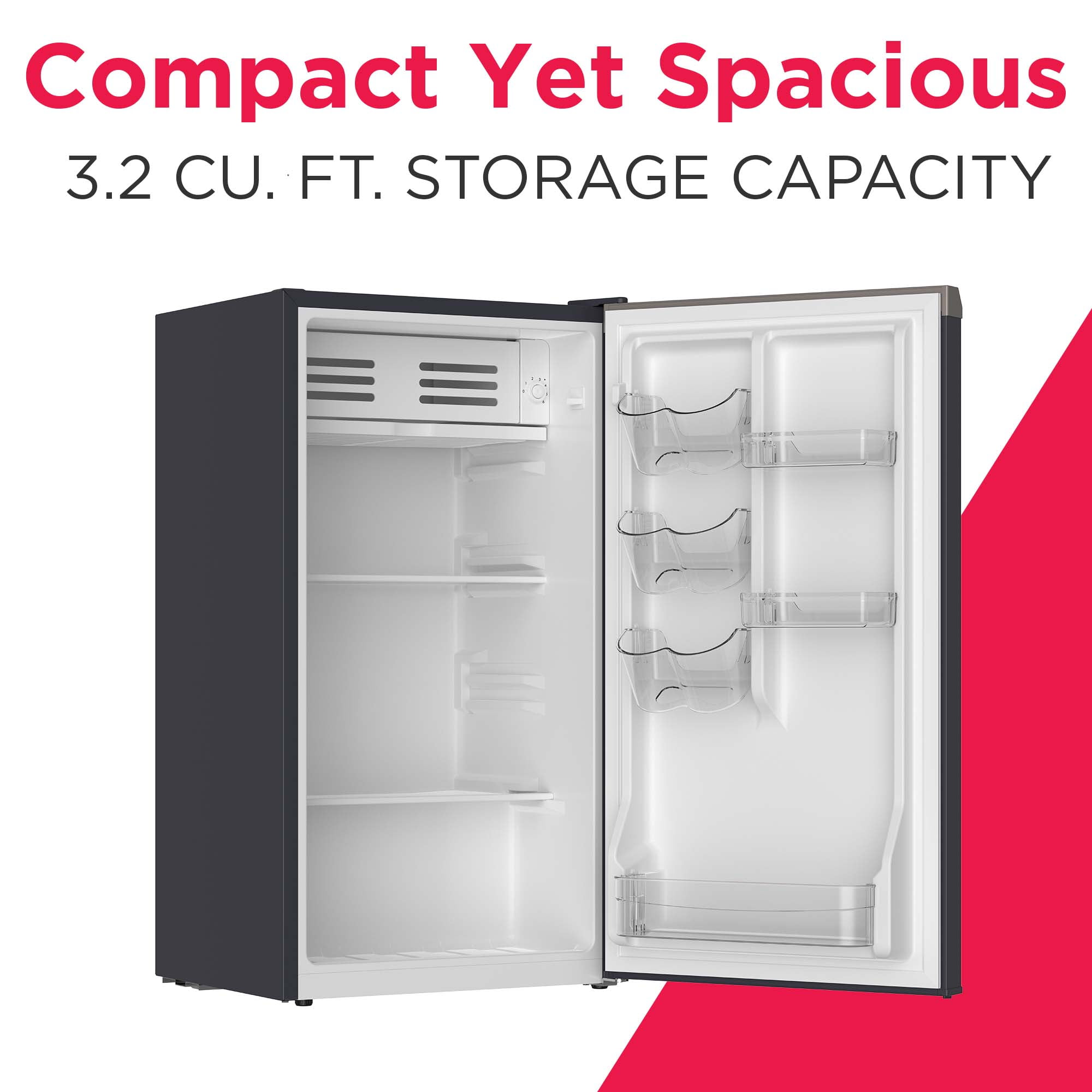 Frigidaire 3.2 Cu. ft. Compact Refrigerator with Chiller Compartment, Mini Fridge for Office, Bedroom, Dorm Room or Cabin, Slate