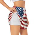 thumbnail image 2 of Bixox Women's Vintage American Flag pattern 2 in 1 Running Shorts - Lightweight Athletic Workout Gym Yoga Shorts Liner with Pockets - Large, 2 of 5