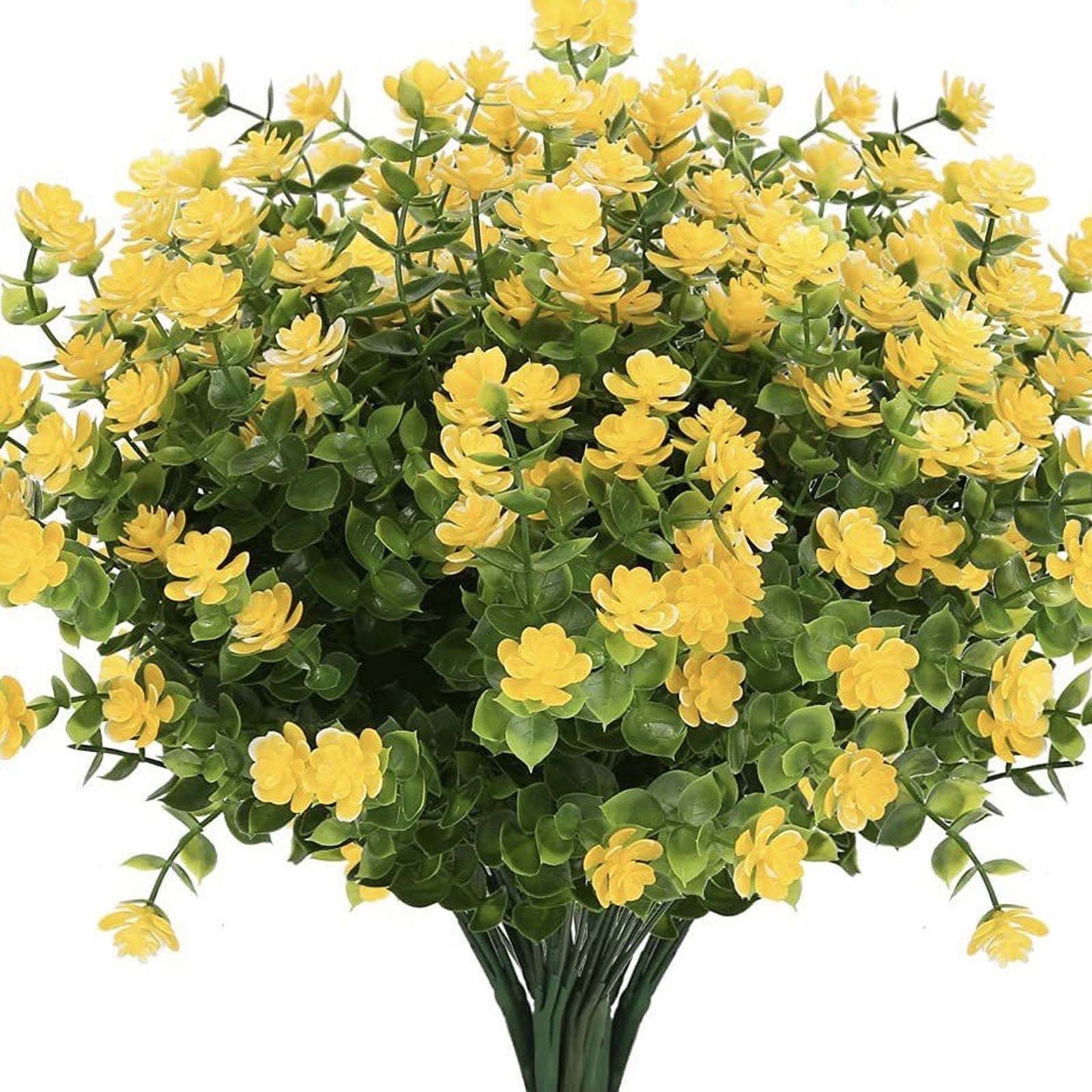 Hvmvliv Artificial Flowers Artificial Flowers 1 Bundles Fake Flowers Faux Plastic Plants for Home Decorations Outdoor Porch Flowerpot Artificial Flower Yellow