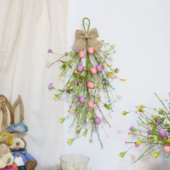 Mlkoz Décoration de Pâques, Pâques Fleur en Papier 50 cm Oeuf de Pâques Long Fait à la Main Suspension de Porte Décoration Simulation Suspension de Bureau Murale 50 cm, Déco de Pâques