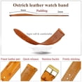 thumbnail image 3 of 22mm Tan Brown Ostrich Watch Band Men Quick Release Replacement Leather Strap Extra Soft Handmade Wristband Stainless Steel Gold Buckle Father's Day Gift for Dad Son Husband, 3 of 6
