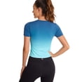 thumbnail image 5 of Charmo Workout Tops for Women Short Sleeve Seamless Gym Shirts Gradient Yoga Top Slim Fit, 5 of 5