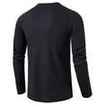 thumbnail image 3 of SWSMCLT Men's Long Sleeve Henley Solid Lightweight Crew Neck T-Shirt Waffle Knit Tshirt Quick Dry Tees Fall Casual Top Slim Fit Black X-Large, 3 of 3