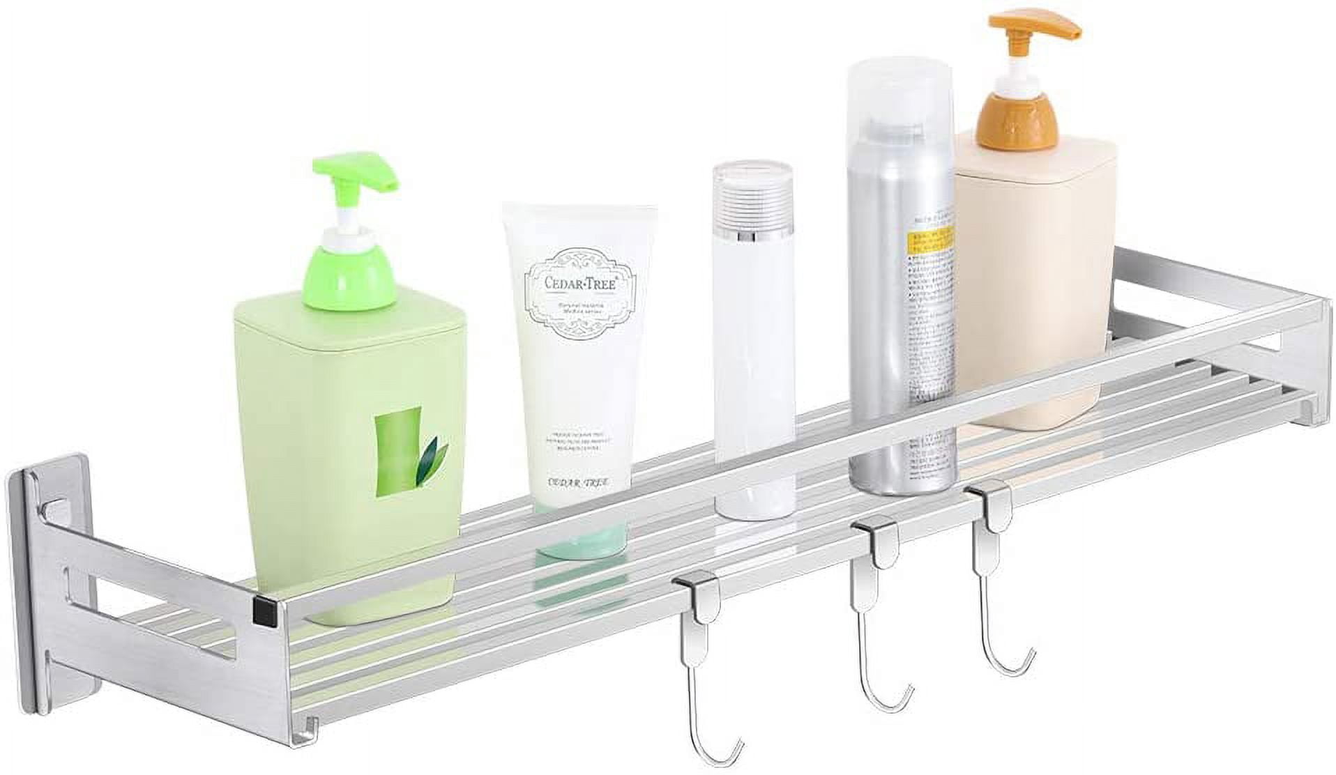 Modern 304 Stainless Steel Chrome Bathroom Towel Rack Shelf with 3 Hooks
