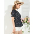 thumbnail image 4 of INSPIRE CHIC Women's Faux Placket Ruffle Hem Puff Sleeve Button Decor Peplum Top, 4 of 6