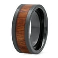 thumbnail image 2 of Men's Black Ceramic 8mm Comfort Fit Ring w/Hawaiian Koa Wood Inlay, Size 12.5, 2 of 7