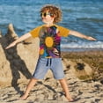 thumbnail image 3 of FORMRS Boys Rash Guard Short Sleeves Swim Shirt Quick Dry UPF 50+ Sun Protection, Sizes 3-12T, Futuristic Circles, 3 of 6